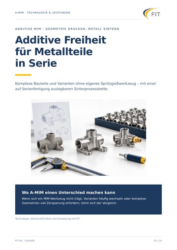 Titelseite der Broschüre „Additive Freiheit für Metallteile in Serie“