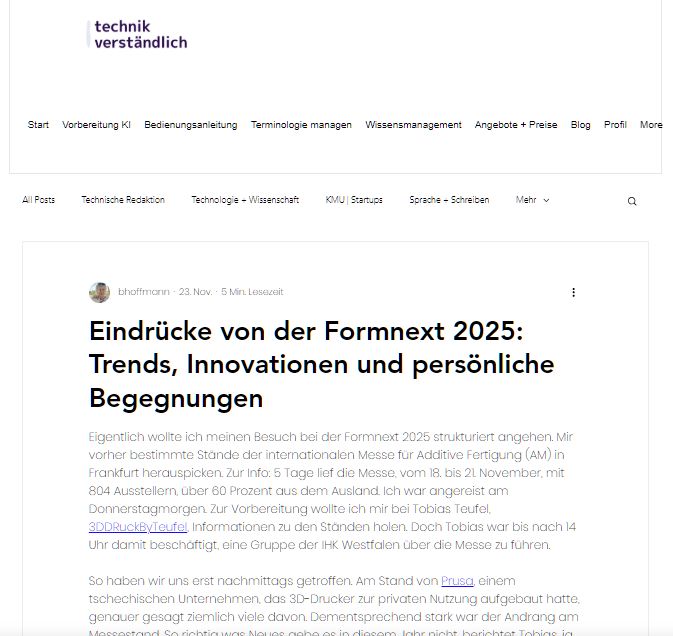 technikverstndlich.de: Eindrücke von der Formnext 2025: Trends, Innovationen und persönliche Begegnungen